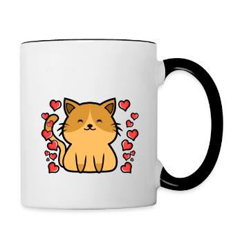 Les amoureux des chats - Mug contrasté - blanc/noir - Droite