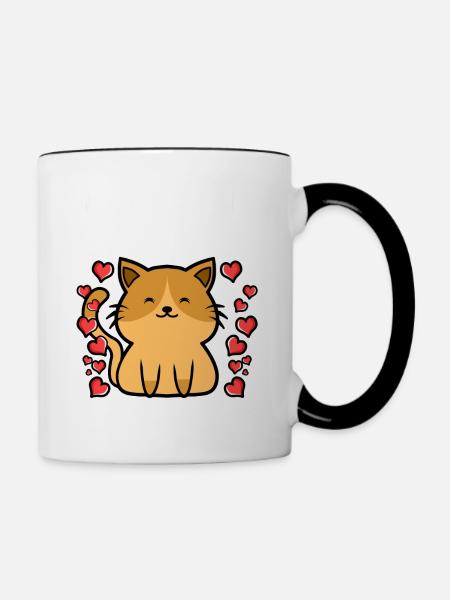 Valentinstag Katzen Katzenliebhaber - Tasse zweifarbig - Weiß/Schwarz