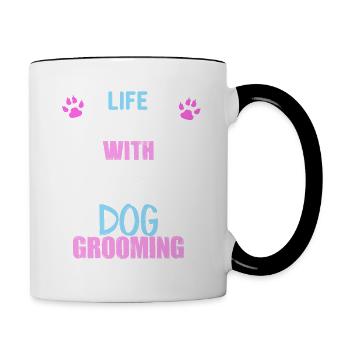 La vie est meilleure avec le toilettage des chiens - Mug contrasté - blanc/noir - Droite
