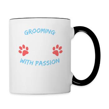 Toilettage avec un style de chien de passion - Mug contrasté - blanc/noir - Droite