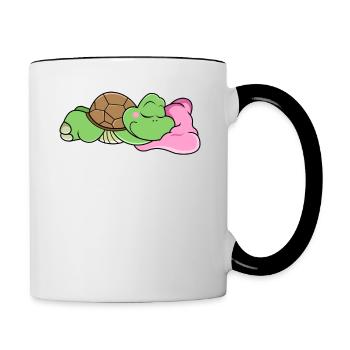 Chillkröte Schildkröte Geschenk - Tasse zweifarbig - Weiß/Schwarz - Rechts