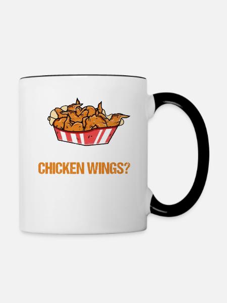 Chicken Wings Spruch Hähnchen - Tasse zweifarbig - Weiß/Schwarz