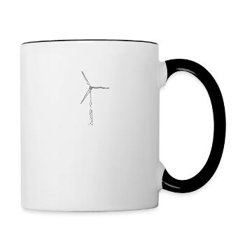Wind power pinwheel - one line drawing - Contrasting Mug - white/black - Right