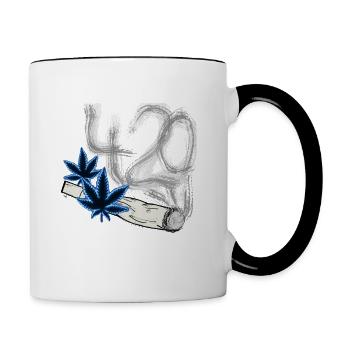 420 cannabis smoke - Contrasting Mug - white/black - Right