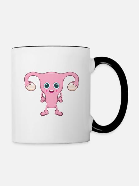 Gebärmutter Hebamme - Tasse zweifarbig - Weiß/Schwarz