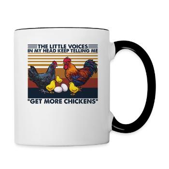 Get More Chickens Vintage Retro Chicken T Shirt - Tasse zweifarbig - Weiß/Schwarz - Rechts