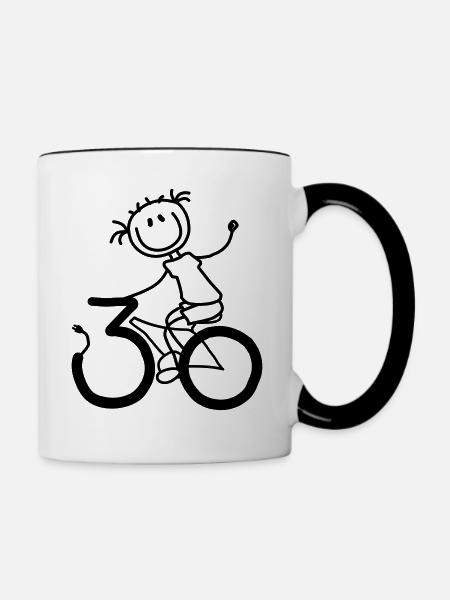 Mühelos radelnd durch den 30er! - Tasse zweifarbig - Weiß/Schwarz