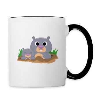 Maulwurf Maulwurfshügel Maulwürfe Garten Gärtner - Tasse zweifarbig - Weiß/Schwarz - Rechts