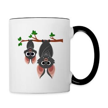 Bat Bats Night Bloodsucker Vampire - Contrasting Mug - white/black - Right