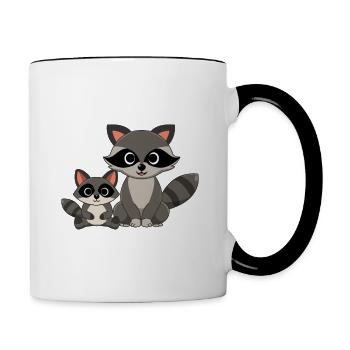 Raccoon Predator Raccoons Animal Animal Sweet - Contrasting Mug - white/black - Right