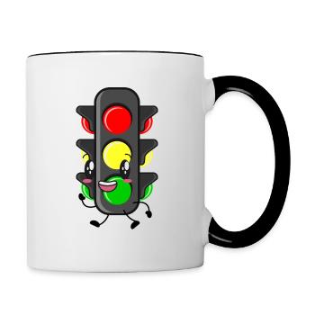 Feu de circulation Permis de conduire - Mug contrasté - blanc/noir - Droite