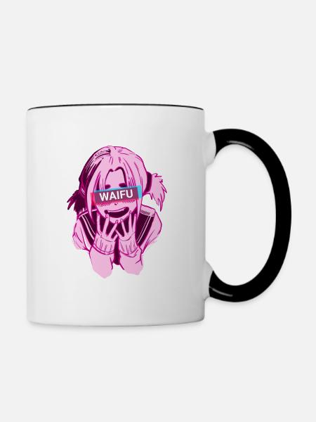 Manga Shirt anime pour filles Waifu - Mug contrasté - blanc/noir