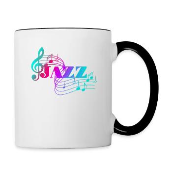 Colored Notes Jazz Music Lovers Jazz Notes - Contrasting Mug - white/black - Right