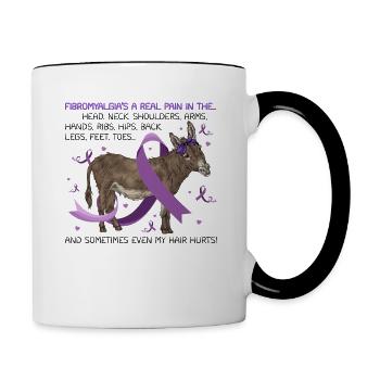 Fibromyalgia Donkey Fibromyalgia Awareness - Mug contrasté - blanc/noir - Droite