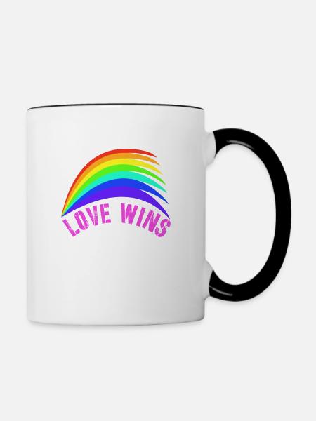 Regenbogen, Regenbogen, Regenbogen, Regenbogen, Regenbogen - Tasse zweifarbig - Weiß/Schwarz