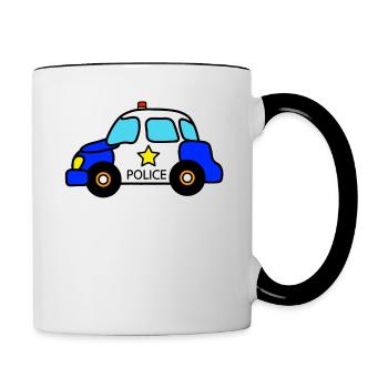 Police Car Baby Toddler Kid - Mug contrasté - blanc/noir - Droite