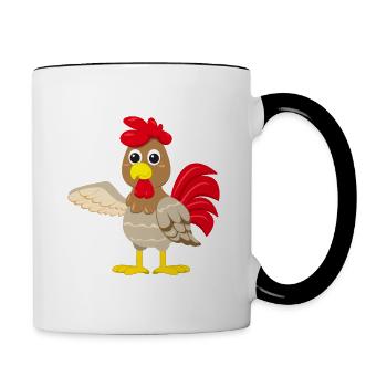 Rooster in the basket Chicken Chicks Roosters Chickens Gockel Gickel - Contrasting Mug - white/black - Right