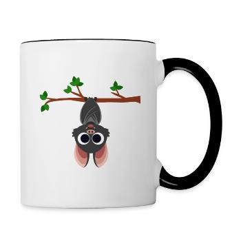 Bat Bat Baby Vampire Branch Tree Hanging - Contrasting Mug - white/black - Right