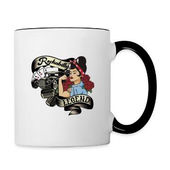 Vintage 50s RnR Design - Rockabilly Legend - Tasse zweifarbig - Weiß/Schwarz - Rechts