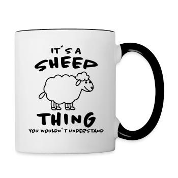Mouton Drôle Dire Mouton Agneau Fermier Cadeau - Mug contrasté - blanc/noir - Droite