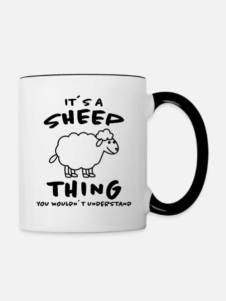 Schaf Lustige Spruch Schafe Lamm Landwirt Geschenk - Tasse zweifarbig - Weiß/Schwarz
