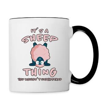 Mouton Drôle Dire Mouton Agneau Fermier Cadeau - Mug contrasté - blanc/noir - Droite