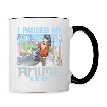 J’ai mis en pause mon anime pour être ici drôle Otaku Anime - Mug contrasté - blanc/noir - Droite