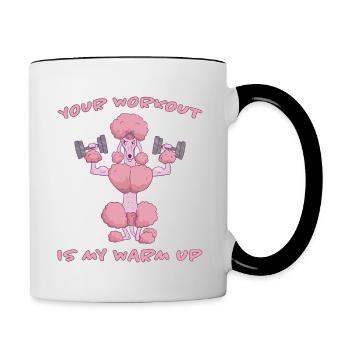 Entraînement Échauffement Amusant Drôle Dire Caniche Cadeau - Mug contrasté - blanc/noir - Droite