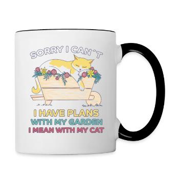 Cats Garden Flowers Funny Saying Cat Gift - Contrasting Mug - white/black - Right
