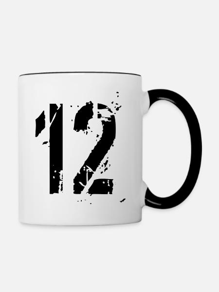 12 Zahl 12 Jahre - Tasse zweifarbig - Weiß/Schwarz