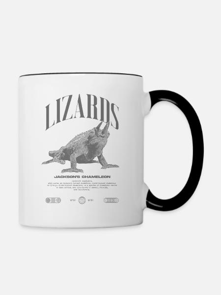 Jackson's Chamäleon Streetwear Eidechsenwärter - Tasse zweifarbig - Weiß/Schwarz