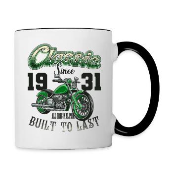Motorcycle Bikers Motorbike Birthday Born In 1931 - Contrasting Mug - white/black - Right
