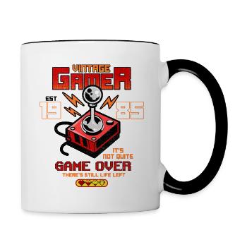 Vintage Gamer Since 1985 Funny Birthday Gaming - Contrasting Mug - white/black - Right