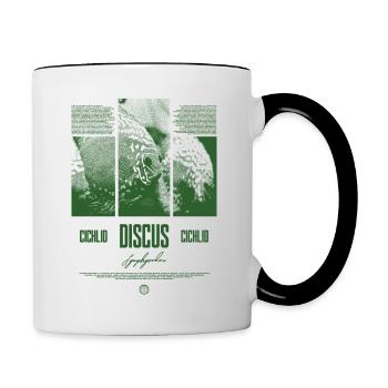 Diskusfisch Buntbarsch Aquarium Fischhalter - Tasse zweifarbig - Weiß/Schwarz - Rechts