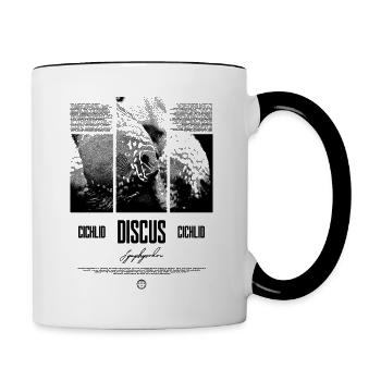 Diskusfisch Buntbarsch Aquarium Fischhalter - Tasse zweifarbig - Weiß/Schwarz - Rechts