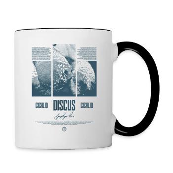 Diskusfisch Buntbarsch Aquarium Fischhalter - Tasse zweifarbig - Weiß/Schwarz - Rechts