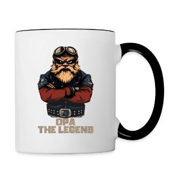 Papy La Légende - Motard Papi Moto Oncle Papi - Mug contrasté - blanc/noir - Droite