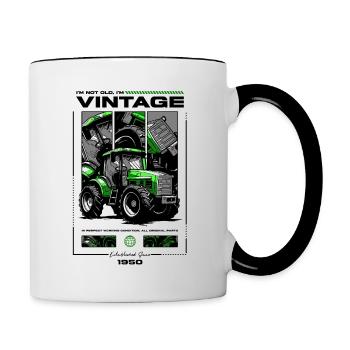 Anniversaire de fermier de tracteur vintage né en 1950 - Mug contrasté - blanc/noir - Droite