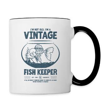 Vintage Fish Keeper Tropischer Fisch Geburtstag 1944 - Tasse zweifarbig - Weiß/Schwarz - Rechts