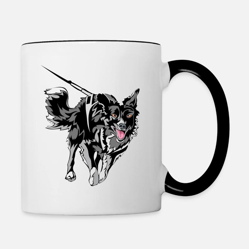 Border Collie Running - Contrasting Mug - white/black