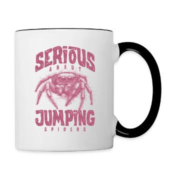 Sérieux au sujet des araignées sauteuses Propriétaire d’une araignée de compagnie - Mug contrasté - blanc/noir - Droite