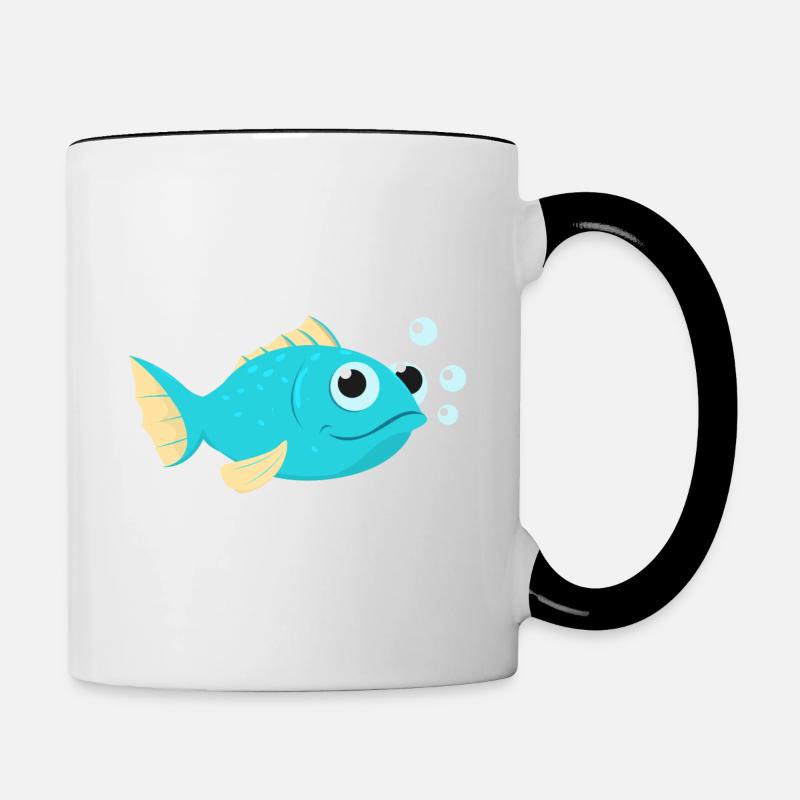petit poisson poisson pêche - Mug contrasté - blanc/noir