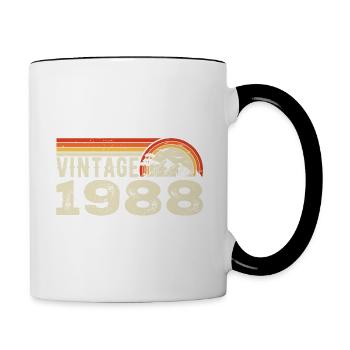 Jahrgang 1988 Retro 1988 Geburtstagsgeschenk 1988 - Tasse zweifarbig - Weiß/Schwarz - Rechts