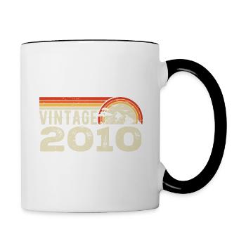 Jahrgang 2010 Geburtstagsgeschenk 2010 Retro 2010 - Tasse zweifarbig - Weiß/Schwarz - Rechts