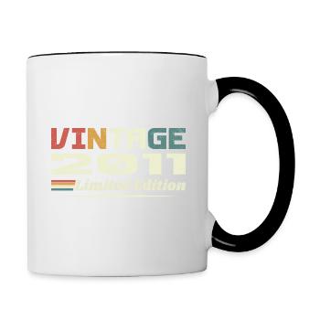 Vintage 2011 Cadeau 2011 Anniversaire 2011 Retro - Mug contrasté - blanc/noir - Droite