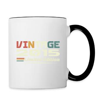 Vintage 2015 Gift 2015 Anniversary 2015 Retro - Contrasting Mug - white/black - Right
