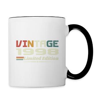 Jahrgang 1998 Geschenk 1998 Geburtstag 1998 Retro - Tasse zweifarbig - Weiß/Schwarz - Rechts