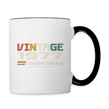 Jahrgang 1977 Geschenk 1977 Geburtstag 1977 Retro - Tasse zweifarbig - Weiß/Schwarz - Rechts