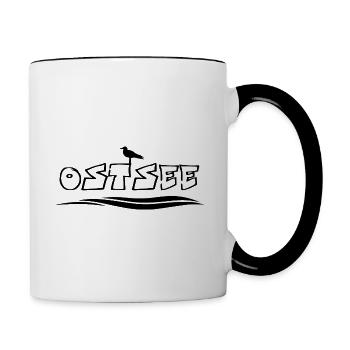 Ostsee Möwe Wellen - Tasse zweifarbig - Weiß/Schwarz - Rechts
