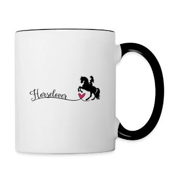 Horselover Pferdeliebhaber Schriftzug - Tasse zweifarbig - Weiß/Schwarz - Rechts